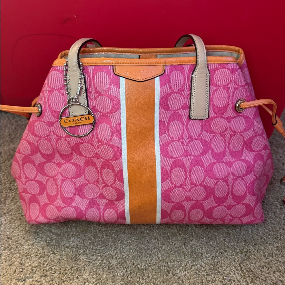 Authentic Coach Pink and Orange Women's Bag